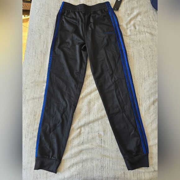 NWT Adidas Black and Blue Sweatpants with Blue Stripes - Picture 1 of 4